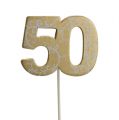 Floristik24 Wood number "50" on the staff gold 36pcs