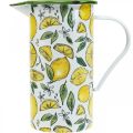 Floristik24 Enamel jug, Mediterranean decoration, jug with lemon pattern H19.5cm Ø9cm