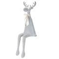 Floristik24 Beflocked Grey Elk Figurine with Bow, 80cm Sitting Edge Decoration