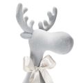 Beflocked Grey Elk Figurine with Bow, 80cm Sitting Edge Decoration | Floristik24.co.uk