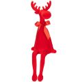 Floristik24 Red Flocked Sitting Elk Figurine with Bow, 54 cm, Indoor Decoration