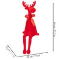 Red Flocked Sitting Elk Figurine with Bow, 54 cm, Indoor Decoration | Floristik24.co.uk