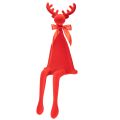 Floristik24 Red Flocked Sitting Reindeer Figurine with Bow 80cm
