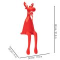 Red Flocked Sitting Reindeer Figurine with Bow 80cm | Floristik24.co.uk