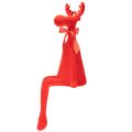 Red Flocked Sitting Reindeer