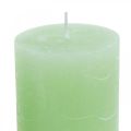 Floristik24 Pillar candles colored light green 70 × 100mm 4pcs