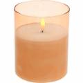 Floristik24 LED candle in a glass real wax orange Ø10cm H12.5cm