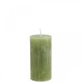 Floristik24 Solid-colored candles olive green pillar candles 50×100mm 4pcs