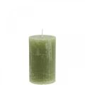 Floristik24 Solid colored candles olive green pillar candles 60×100mm 4pcs