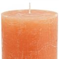 Floristik24 Solid colored candles Orange Peach pillar candles 85×120mm 2pcs