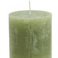 Floristik24 Solid colored candles olive green pillar candles 70×80mm 4pcs