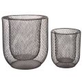 Modern candleholder Black metal basket Ø28.5/18cm Set of 2 | Floristik24.co.uk