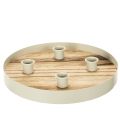 Floristik24 Candle Holder for Four Taper Candles Round Wooden Tray 25cm