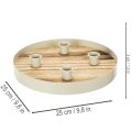 Candle Holder for Four Taper Candles Round Wooden Tray 25cm | Floristik24.co.uk