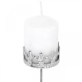 Floristik24 Candle decoration crown, tealight holder to stick, Advent decoration silver Ø5.5cm 4pcs