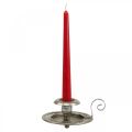 Floristik24 Candle holder metal candle plate with handle silver Ø12cm