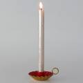 Floristik24 Candlestick with handle enamel look red, gold Ø13cm H4.4cm