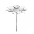 Floristik24 Candlestick flower metal candlestick to stick White Shabby Ø9cm