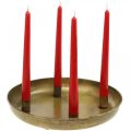 Floristik24 Candle plate, Advent wreath bowl, Christmas decoration golden antique look Ø30cm
