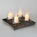 Floristik24 Advent tray with 4 candle holders 40 × 40cm antique look metal / glass silver