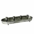 Floristik24 Candle tray oval for 4 candles antique silver metal 40 × 17cm