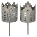 Floristik24 Set of 2 Metal Tealight Holders with Spike in House Design 6cm Silver