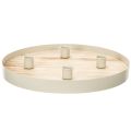 Floristik24 Round Wooden Candle Tray for Four Taper Candles - 30cm