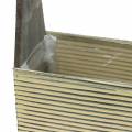 Floristik24 Planter with handle cream, gray white washed wood metal 30 × 12.5cm / 28 × 12cm set of 2