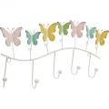 Floristik24 Spring decoration, hook rail with butterflies, metal decoration, decorative wardrobe 36cm