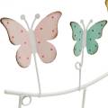 Floristik24 Spring decoration, hook rail with butterflies, metal decoration, decorative wardrobe 36cm
