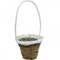 Floristik24 Handle basket, natural basket for planting, flower basket round natural, white H49cm Ø23.5cm