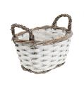 Floristik24 Basket with handles oval natural, white 20 x 14cm