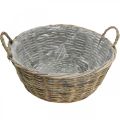Floristik24 Basket with handles, braided wooden vessel, plant bowl natural, white washed H18.5cm Ø51cm