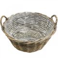 Floristik24 Basket with handles, planter, wicker shell natural, washed white H15cm Ø35cm