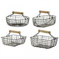 Floristik24 Metal basket with handle, basket for planting, wire basket variation brown, natural H10.5/12/13/11.5cm set of 4