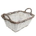 Floristik24 Basket angular with handles natural white 31 x 24cm