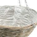 Floristik24 Plant bowl for hanging, braided hanging basket natural, washed white H15cm Ø30cm