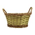Floristik24 Basket round woven plant basket with handles green Ø24cm H17cm