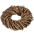 Wreath Made of Natural Branches and Rattan, Round, 35cm, Brown | Floristik24.co.uk