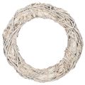 Floristik24 ProductName  
White Wooden Twig Wreath 50cm for Crafting and Decorating  

ProductDescription  
<div>  
<h2>White Wooden Twig Wreath for DIY and Decoration</h2>  
<p>This 50cm round twig wreath is crafted from natural wood and bark fibres with a subtle wh