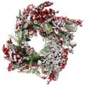 Floristik24 Wreath of green with red berries frosted 36cm