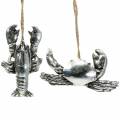 Floristik24 Deco crab and lobster to hang antique silver 9cm 2pcs