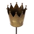 Metal Crown on Stake 73cm Vintage Gold Indoor Decorative Accessory | Floristik24.co.uk