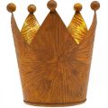 Floristik24 Tea light holder crown rust gold look metal decoration H11cm