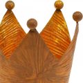 Tea light holder crown rust gold look metal decoration H10cm | Floristik24.co.uk