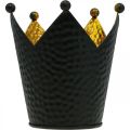Floristik24 Tealight holder crown black gold metal decoration H11cm