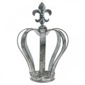 Floristik24 Decorative crown, table decoration, metal decoration silver, washed white H16cm Ø11cm
