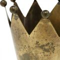 Floristik24 Crown metal antique look brass tealight holder Ø10cm H8cm
