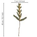 Artificial fir branch with gold-colored mini Christmas tree baubles, 46cm, 2 pieces | Floristik24.co.uk