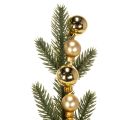 Artificial fir branch with gold-colored mini Christmas tree baubles, 46cm, 2 pieces | Floristik24.co.uk